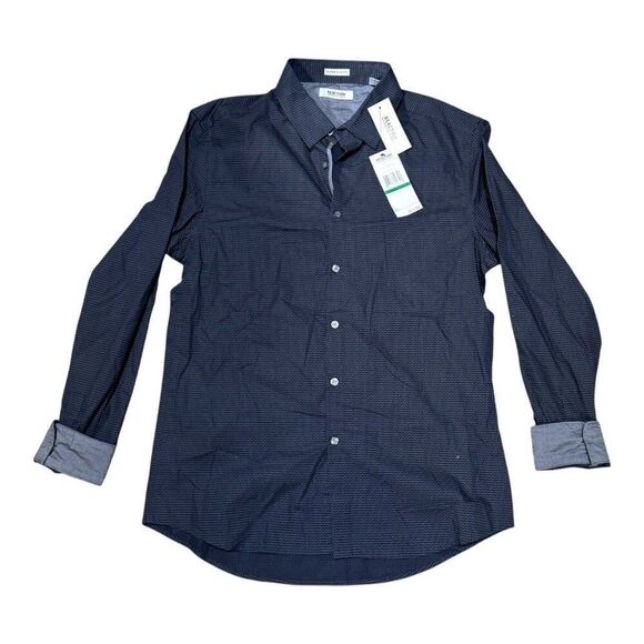 Kenneth Cole Reaction Mens Super Slim Fit Black Combo Dress Shirt L NEW MSRP $69 - Picture 1 of 7